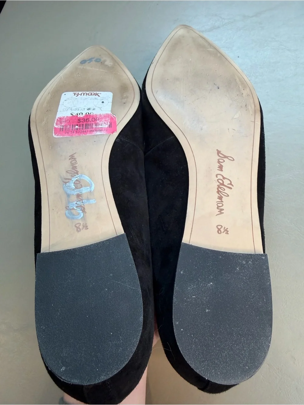 Sam Edelman Shoes Sz 8.5 Rosalie Casual Slip On Pointed Toe Flats Black Suede S6